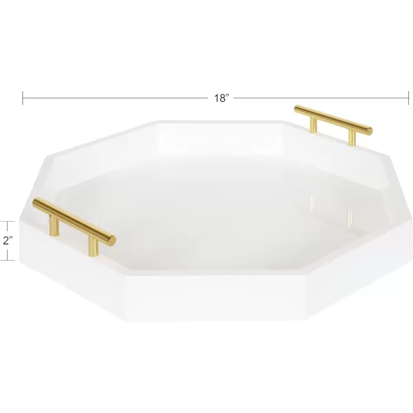 Kate and Laurel Lipton MidCentury Octagon Decorative Tray 18quot x 18quot Gray and Gold Decorative Chic Serving TrayWhite