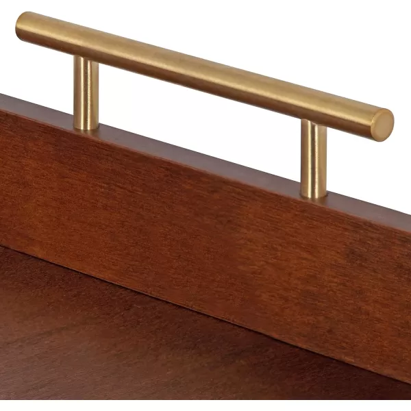 Kate and Laurel Lipton MidCentury Rectangle Wood Tray 10quot x 18 Walnut Brown and Gold Decorative Accent with Rounded EdgesWalnut Brown