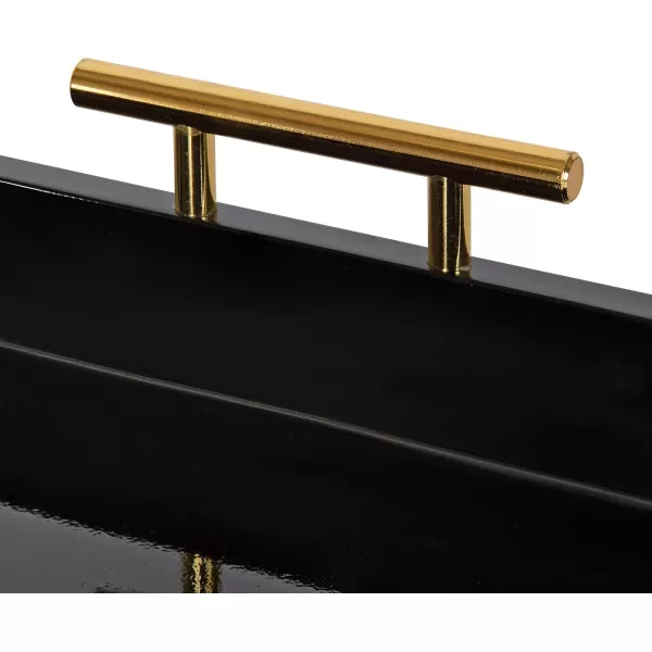 Kate and Laurel Lipton Modern Hexagon Decorative Tray 18quot x 18quot Black with Gold Metal HandlesBlackGold