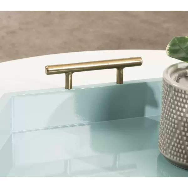 Kate and Laurel Lipton Modern Hexagon Decorative Tray 18quot x 18quot Black with Gold Metal HandlesBlue