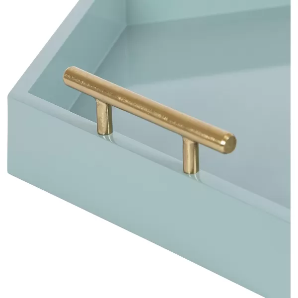 Kate and Laurel Lipton Modern Hexagon Decorative Tray 18quot x 18quot Black with Gold Metal HandlesBlue