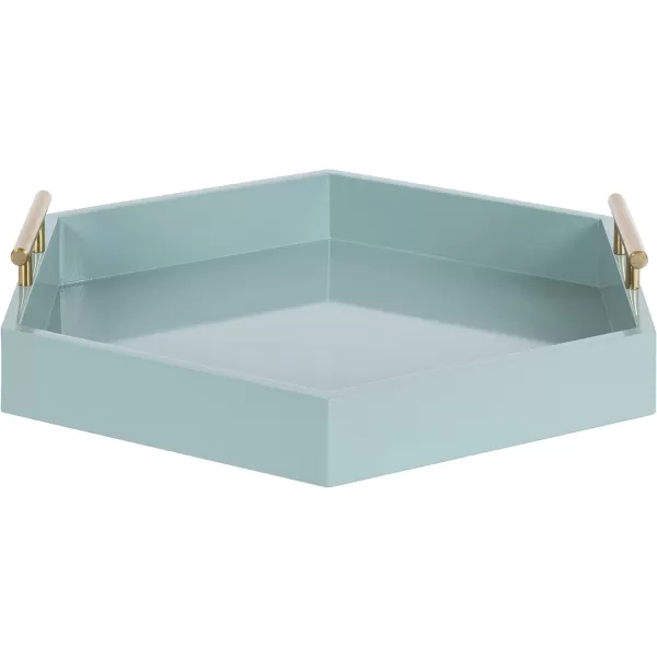 Kate and Laurel Lipton Modern Hexagon Decorative Tray 18quot x 18quot Black with Gold Metal HandlesBlue