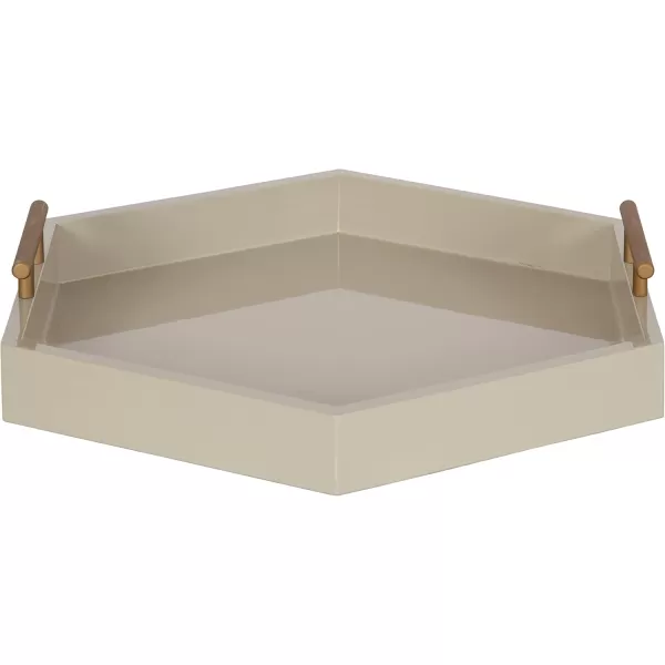 Kate and Laurel Lipton Modern Hexagon Decorative Tray 18quot x 18quot Black with Gold Metal HandlesBrownGold