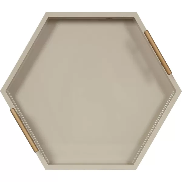 Kate and Laurel Lipton Modern Hexagon Decorative Tray 18quot x 18quot Black with Gold Metal HandlesBrownGold