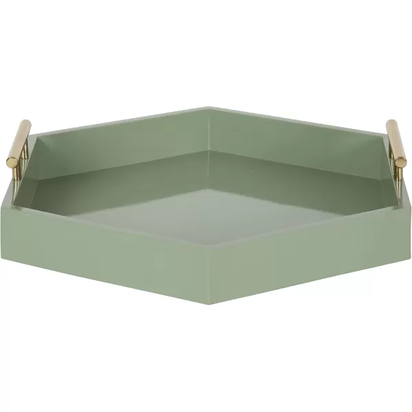 Kate and Laurel Lipton Modern Hexagon Decorative Tray 18quot x 18quot Black with Gold Metal HandlesGreenGold