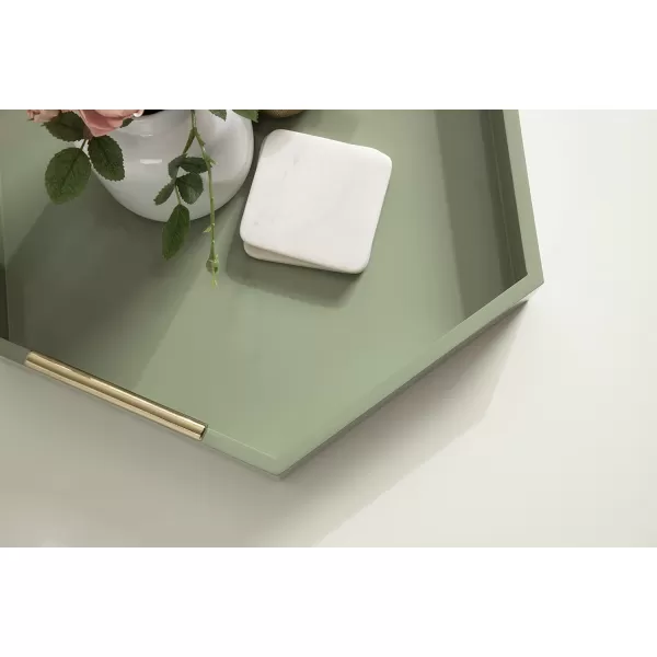 Kate and Laurel Lipton Modern Hexagon Decorative Tray 18quot x 18quot Black with Gold Metal HandlesGreenGold
