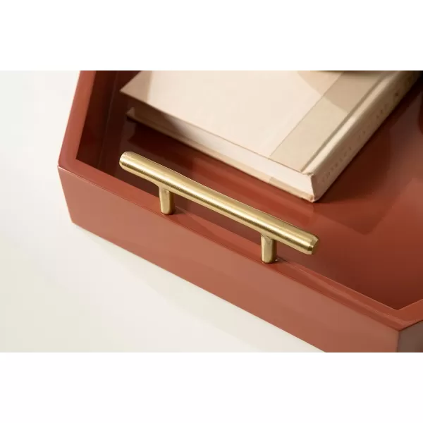 Kate and Laurel Lipton Modern Hexagon Decorative Tray 18quot x 18quot Black with Gold Metal HandlesRed