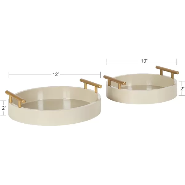 Kate and Laurel Lipton Modern Round Tray Set Set of 2 Sand and Gold Glam Decorative Tray Set for Storage and DisplayLight BrownGold