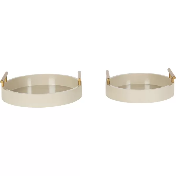 Kate and Laurel Lipton Modern Round Tray Set Set of 2 Sand and Gold Glam Decorative Tray Set for Storage and DisplayLight BrownGold