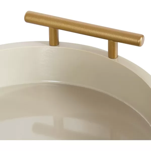 Kate and Laurel Lipton Modern Round Tray Set Set of 2 Sand and Gold Glam Decorative Tray Set for Storage and DisplayLight BrownGold