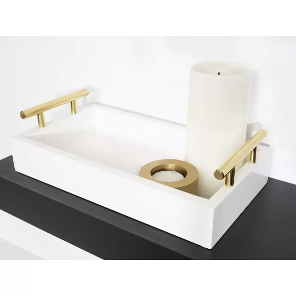 Kate and Laurel Lipton Modern Tray Set Set of 2 Black and Silver Glam Decorative Trays for Storage and DisplayWhiteGold