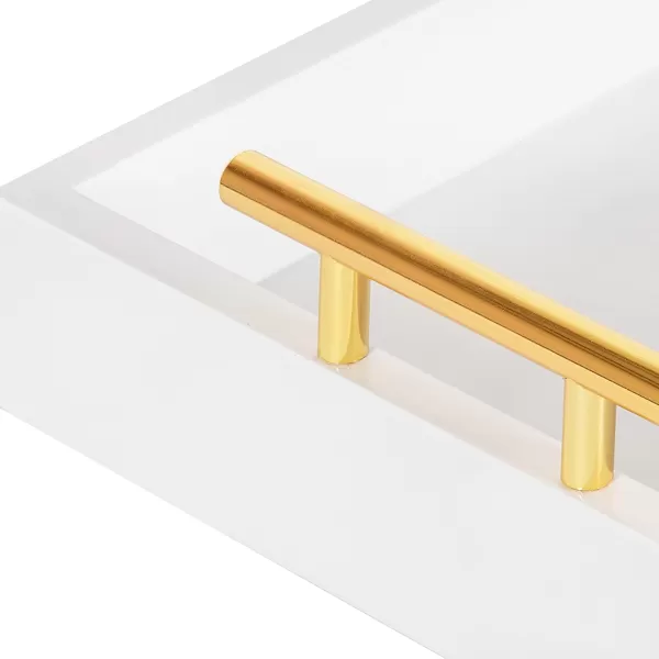 Kate and Laurel Lipton Modern Tray Set Set of 2 Navy Blue and Gold Glam Decorative Trays for Storage and DisplayWhiteGold