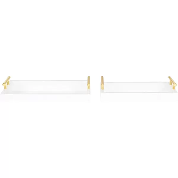 Kate and Laurel Lipton Modern Tray Set Set of 2 Navy Blue and Gold Glam Decorative Trays for Storage and DisplayWhiteGold
