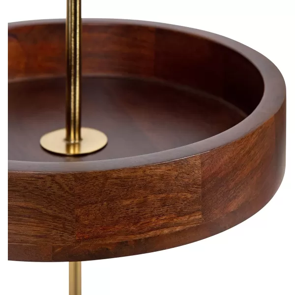 Kate and Laurel Lipton Modern Two Tier Tray 13 x 13 x 20 Walnut Brown and Gold Glam Decorative TrayWalnut BrownGold