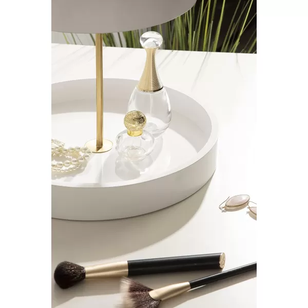 Kate and Laurel Lipton Modern Two Tier Tray 13 x 13 x 20 Walnut Brown and Gold Glam Decorative TrayWhiteGold