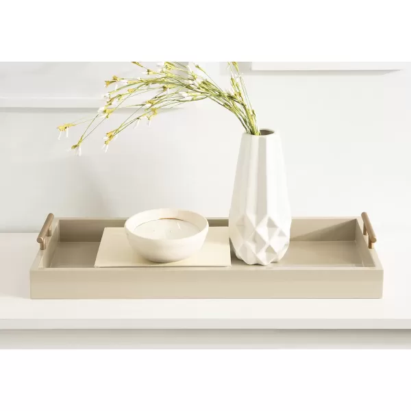 Kate and Laurel Lipton Narrow Decorative Tray with Polished Metal Handles 10 x 24 Black and Gold Chic Accent Tray for Display and StorageNatural