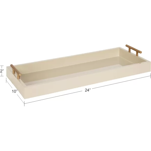 Kate and Laurel Lipton Narrow Decorative Tray with Polished Metal Handles 10 x 24 Black and Gold Chic Accent Tray for Display and StorageNatural