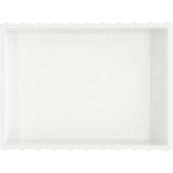 Kate and Laurel Lissi Decorative Rectangle Tray with Wavy Design 16 x 12 Natural Wood Modern Scalloped Serving Tray for Coffee Table Ottoman Dining Table or Entryway CatchAll TrayWhite