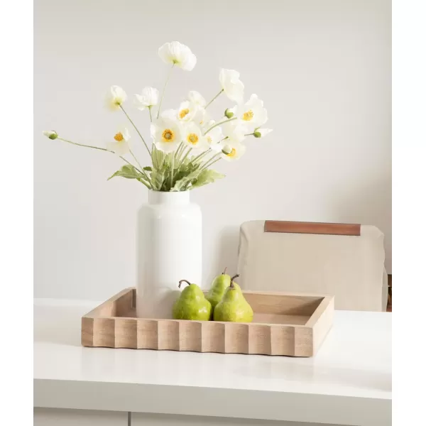 Kate and Laurel Lissi Decorative Rectangle Tray with Wavy Design 16 x 12 Natural Wood Modern Scalloped Serving Tray for Coffee Table Ottoman Dining Table or Entryway CatchAll TrayNatural