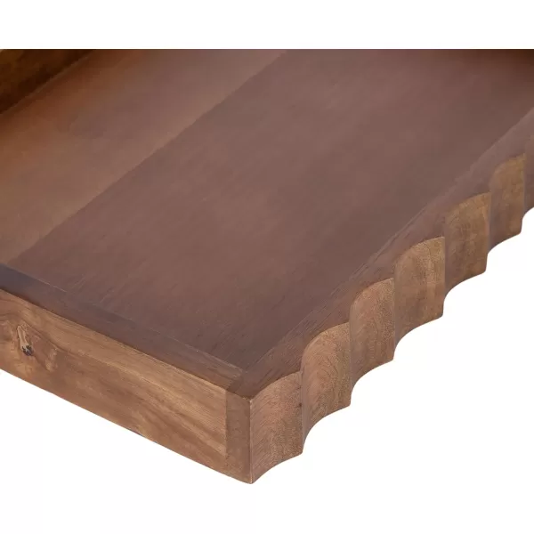 Kate and Laurel Lissi Decorative Rectangle Tray with Wavy Design 16 x 12 Natural Wood Modern Scalloped Serving Tray for Coffee Table Ottoman Dining Table or Entryway CatchAll TrayWalnut Brown