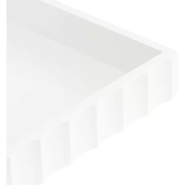 Kate and Laurel Lissi Decorative Rectangle Tray with Wavy Design 16 x 12 Natural Wood Modern Scalloped Serving Tray for Coffee Table Ottoman Dining Table or Entryway CatchAll TrayWhite