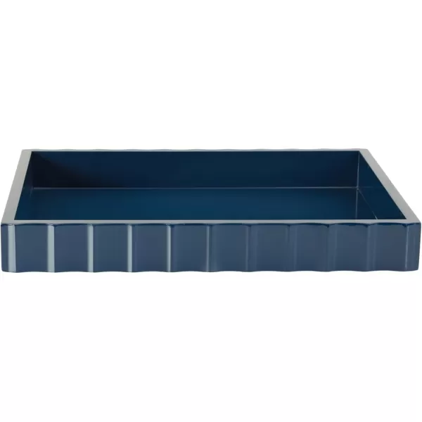 Kate and Laurel Lissi Decorative Rectangle Tray with Wavy Design 16 x 12 Navy Blue Modern Scalloped Serving Tray for Coffee Table Ottoman Dining Table or Entryway CatchAll TrayNavy Blue