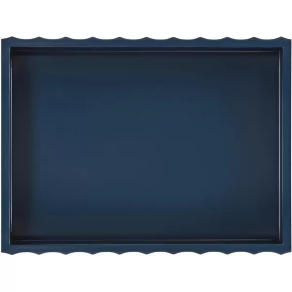 Kate and Laurel Lissi Decorative Rectangle Tray with Wavy Design 16 x 12 Navy Blue Modern Scalloped Serving Tray for Coffee Table Ottoman Dining Table or Entryway CatchAll TrayNavy Blue