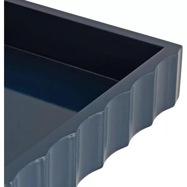Kate and Laurel Lissi Decorative Rectangle Tray with Wavy Design 16 x 12 Navy Blue Modern Scalloped Serving Tray for Coffee Table Ottoman Dining Table or Entryway CatchAll TrayNavy Blue