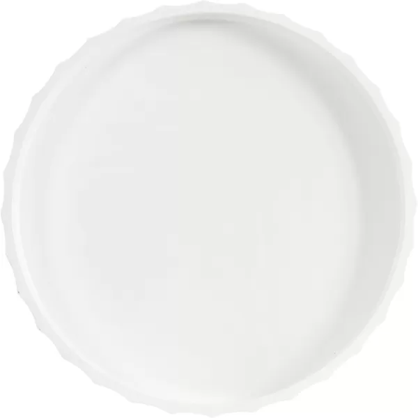 Kate and Laurel Lissi Decorative Round Tray with Wavy Design 16 Inch Diameter White Modern Scalloped Circle Serving Tray for Coffee Table Ottoman Dining Table or Entryway CatchAll TrayWhite