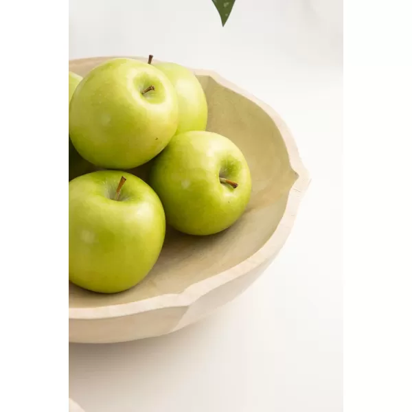 Kate and Laurel Lorah Decorative Carved Lotus Wooden Bowls Set of 2 Black Modern FoodSafe Fruit Bowls for Kitchen Counter or Use as a Key Bowl Set for an Entryway TableWhite