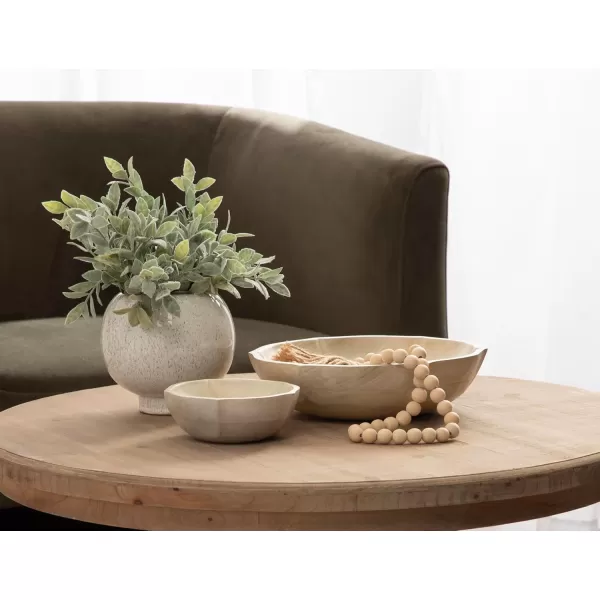 Kate and Laurel Lorah Decorative Carved Lotus Wooden Bowls Set of 2 Black Modern FoodSafe Fruit Bowls for Kitchen Counter or Use as a Key Bowl Set for an Entryway TableWhite