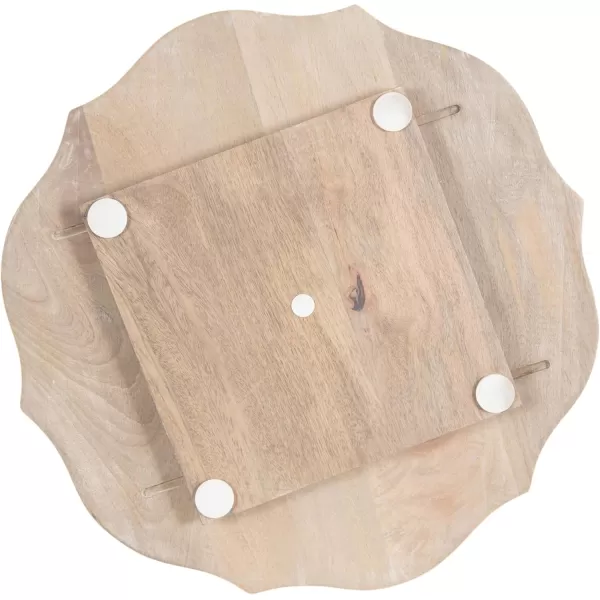 Kate and Laurel Lorah Farmhouse Wood Round Lazy Susan Tray 16 x 16 Natural Scalloped Wooden Countertop Organizer with Turning Lazy Susan for Kitchen Storage Coffee Table or Living Room Ottoman