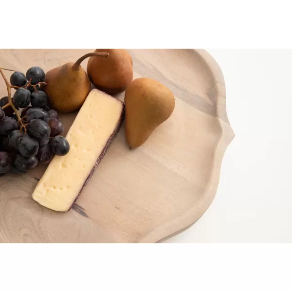 Kate and Laurel Lorah Farmhouse Wood Round Lazy Susan Tray 16 x 16 Natural Scalloped Wooden Countertop Organizer with Turning Lazy Susan for Kitchen Storage Coffee Table or Living Room Ottoman