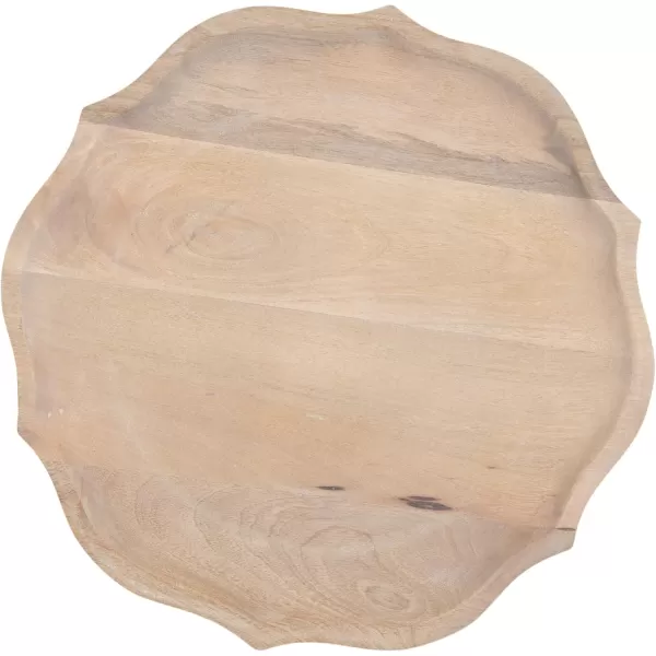 Kate and Laurel Lorah Farmhouse Wood Round Lazy Susan Tray 16 x 16 Natural Scalloped Wooden Countertop Organizer with Turning Lazy Susan for Kitchen Storage Coffee Table or Living Room Ottoman