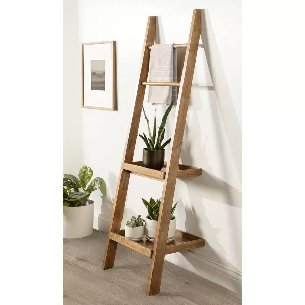 Kate and Laurel Lowry Farmhouse Wood Ladder Shelf 18 x 14 x 58 Natural Wood Decorative Modern Leaning Shelf for Storage and Display