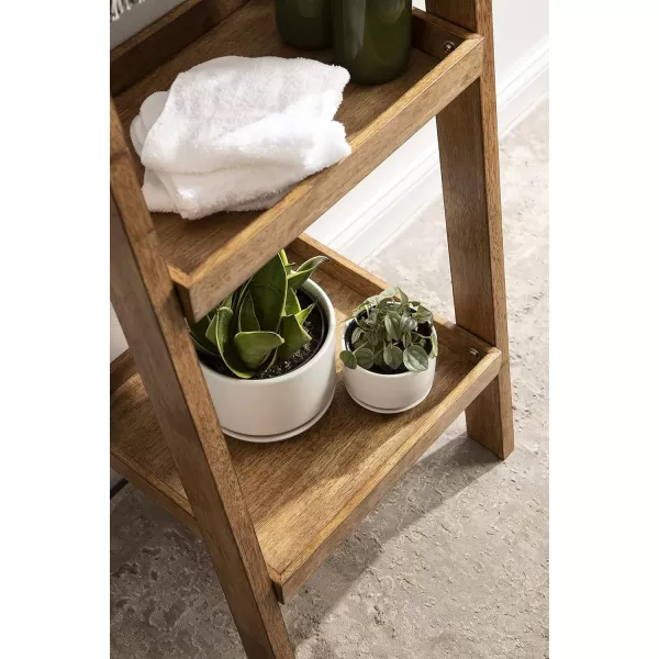 Kate and Laurel Lowry Farmhouse Wood Ladder Shelf 18 x 14 x 58 Natural Wood Decorative Modern Leaning Shelf for Storage and Display