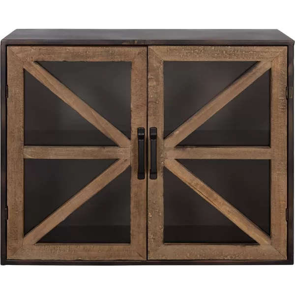 Kate and Laurel Mace Decorative Farmhouse Rustic Wood and Metal Wall Mounted Double Door Storage Cabinet 24 x 8 x 20 Rustic Brown and Black Wooden Floating Wall Cabinet for Versatile Home Storage