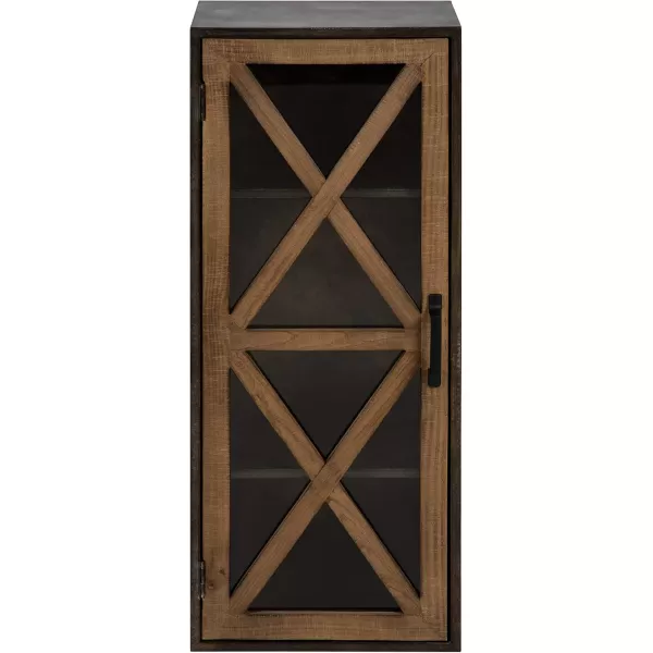 Kate and Laurel Mace Decorative Rustic Floating Storage Cabinet 30quot x 12quot Rustic Brown Door with Bronze Metal Frame Farmhouse Inspired Wall Mounted Storage Hutch