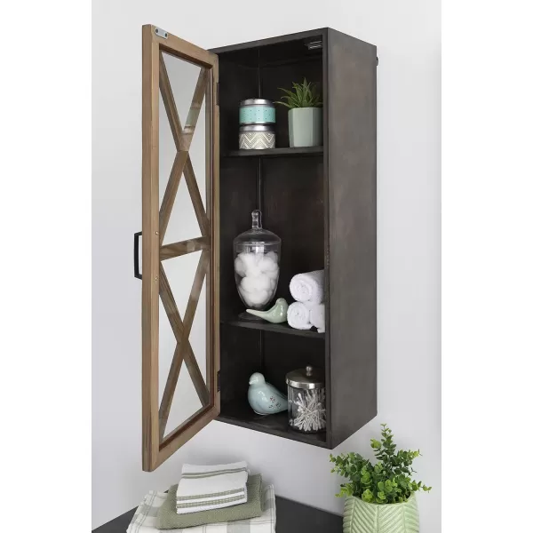 Kate and Laurel Mace Decorative Rustic Floating Storage Cabinet 30quot x 12quot Rustic Brown Door with Bronze Metal Frame Farmhouse Inspired Wall Mounted Storage Hutch