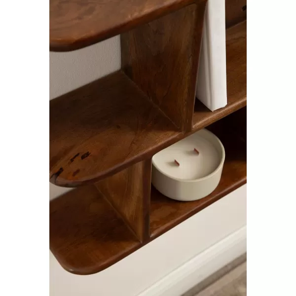 Kate and Laurel Madero Transitional Solid Wood Wall Shelf 30 x 6 x 17 Walnut Brown Modern Small Bookshelf for Use as Living Room Display Shelf or Over Toilet Storage ShelfWalnut Brown