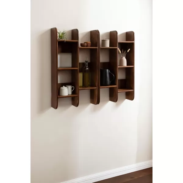 Kate and Laurel Madero Transitional Solid Wood Wall Shelf 30 x 6 x 17 Walnut Brown Modern Small Bookshelf for Use as Living Room Display Shelf or Over Toilet Storage ShelfWalnut Brown