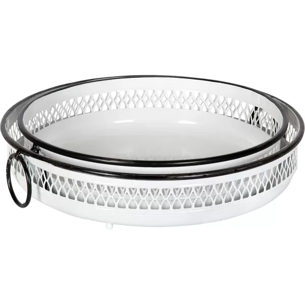 Kate and Laurel Madigan Decorative Tray Set Set of 2 White and Black Rustic Farmhouse Inspiration