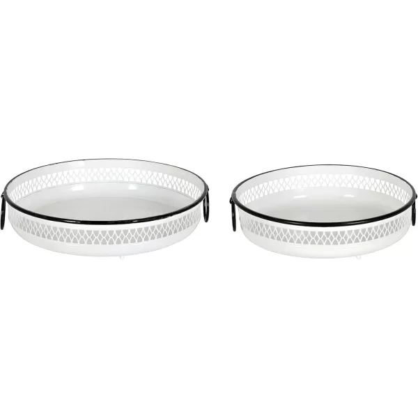 Kate and Laurel Madigan Decorative Tray Set Set of 2 White and Black Rustic Farmhouse Inspiration