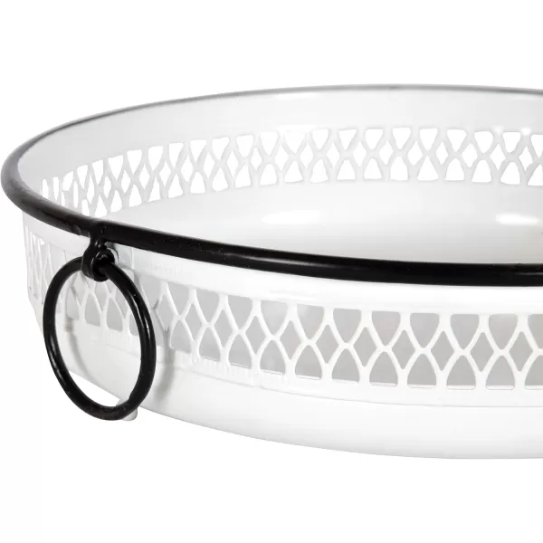 Kate and Laurel Madigan Decorative Tray Set Set of 2 White and Black Rustic Farmhouse Inspiration