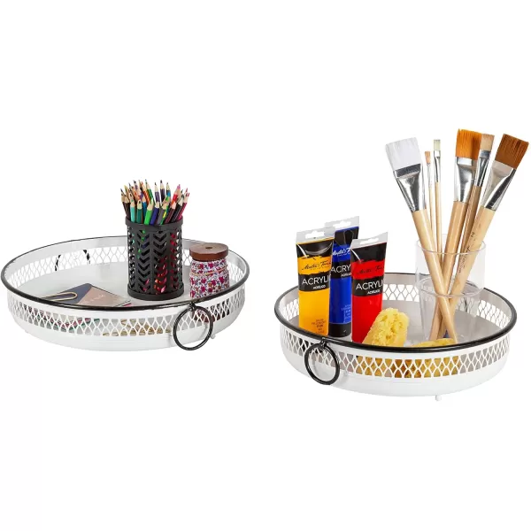 Kate and Laurel Madigan Decorative Tray Set Set of 2 White and Black Rustic Farmhouse Inspiration
