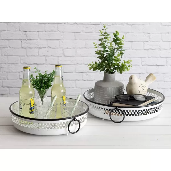 Kate and Laurel Madigan Decorative Tray Set Set of 2 White and Black Rustic Farmhouse Inspiration