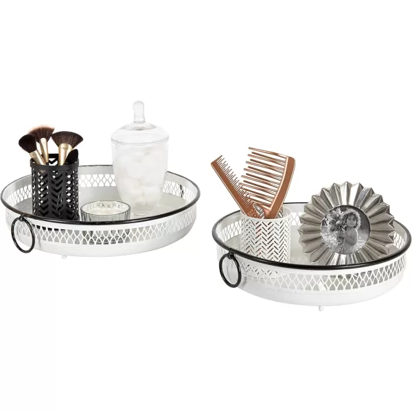 Kate and Laurel Madigan Decorative Tray Set Set of 2 White and Black Rustic Farmhouse Inspiration