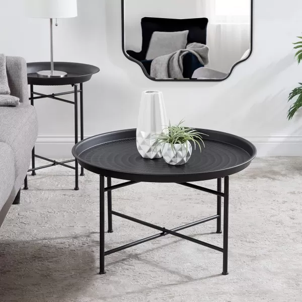 Kate and Laurel Mahdavi Modern Coffee Table 26 x 26 x 16 Black Unique Coffee Table with Sophisticated DesignBlack