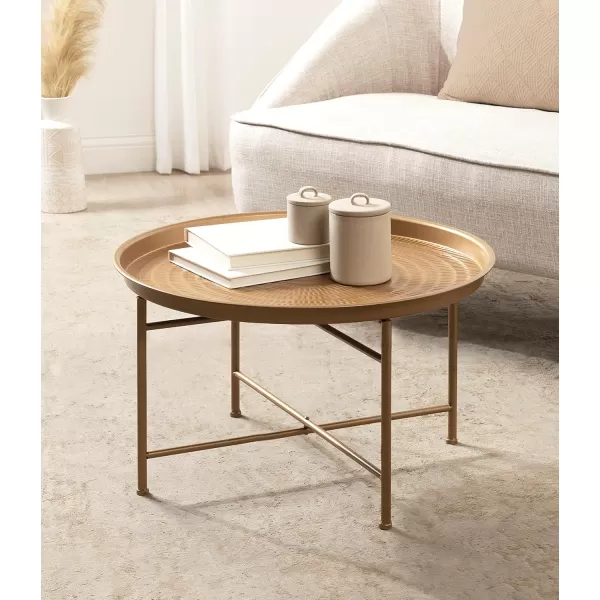 Kate and Laurel Mahdavi Modern Coffee Table 26 x 26 x 16 Black Unique Coffee Table with Sophisticated DesignGold