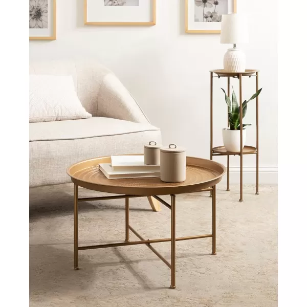 Kate and Laurel Mahdavi Modern Coffee Table 26 x 26 x 16 Black Unique Coffee Table with Sophisticated DesignGold